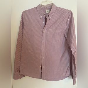 Flint and Tinder Made in USA America Medium Red White Stripe Oxford